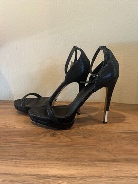 Victoria's Secret Black Strappy Platform Stiletto Heels